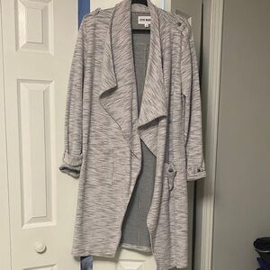 Steve Madden Light Gray Marled Waterfall Cardigan